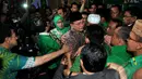Suryadharma Ali bersyukur akhirnya Islah antara kedua kubu berhasil dilaksanakan pada Mukernas PPP di Bogor,  Kamis (24/4/2014) (Liputan6.com/Johan Tallo).