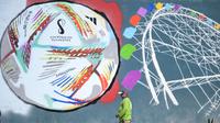 Seorang pekerja berjalan melewati grafiti di sepanjang jalan menjelang turnamen sepak bola Piala Dunia Qatar 2022 di Doha, Rabu (16/11/2022). Pertandingan Qatar vs Ekuador di Stadion Al Bayt, Al Khor, akan menjadi laga pembuka Piala Dunia 2022. (AFP/Raul Arboleda)