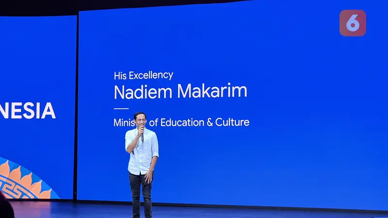 Mendikbud Nadiem Makarim dalam acara Google for Indonesia (Liputan6.com/ Agustin Setyo W).