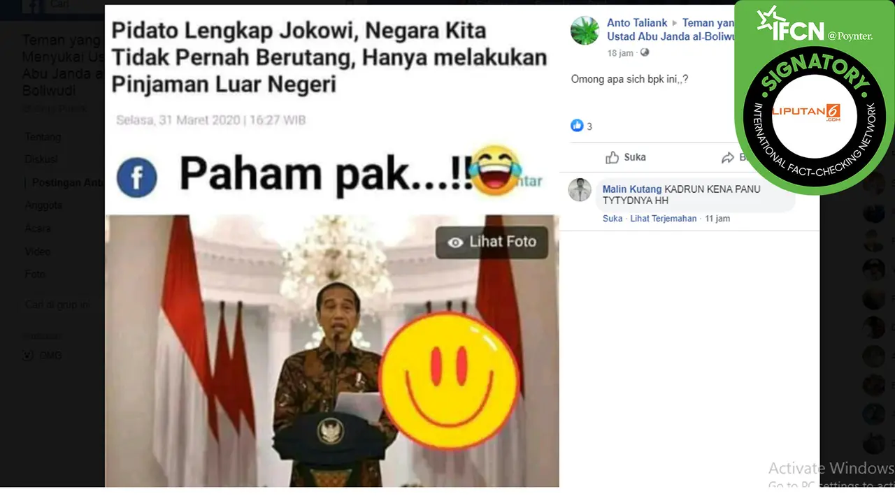 Hoaks Pidato Lengkap Jokowi