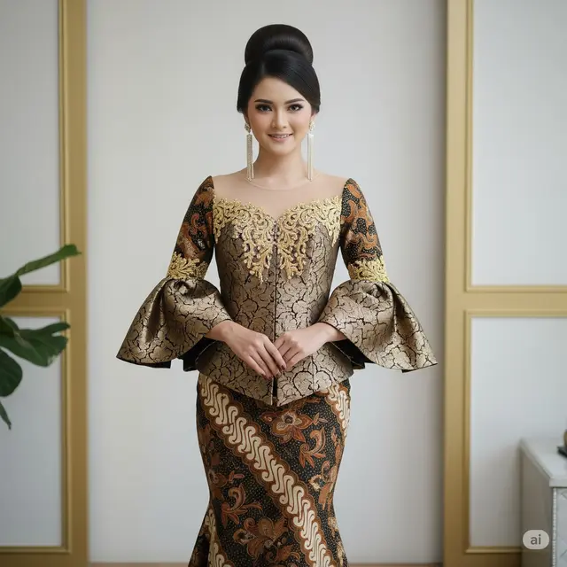 Dress Mermaid Batik Bordir Emas