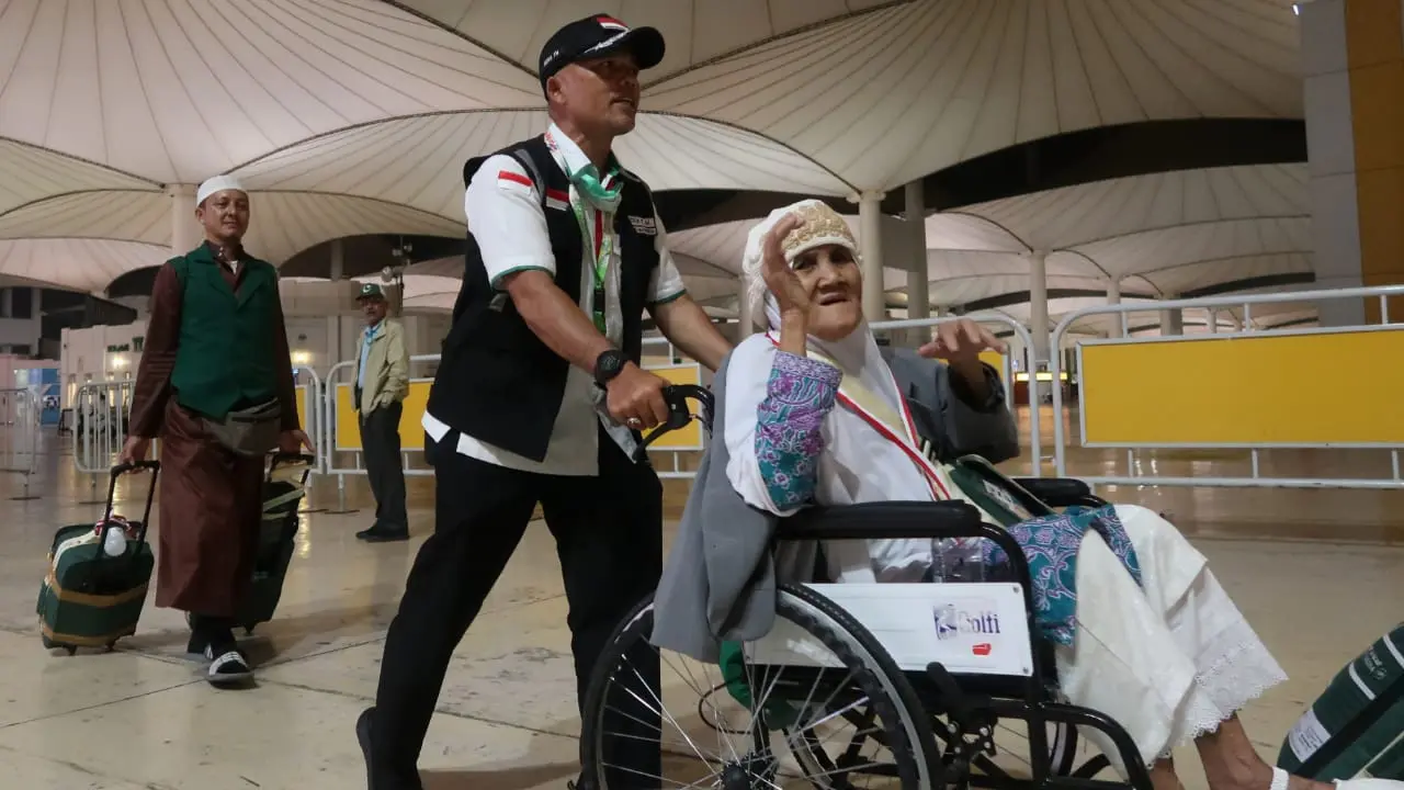 Jemaah haji dari BTH 15 saat akan kembali ke Tanah Air. Darmawan/MCH