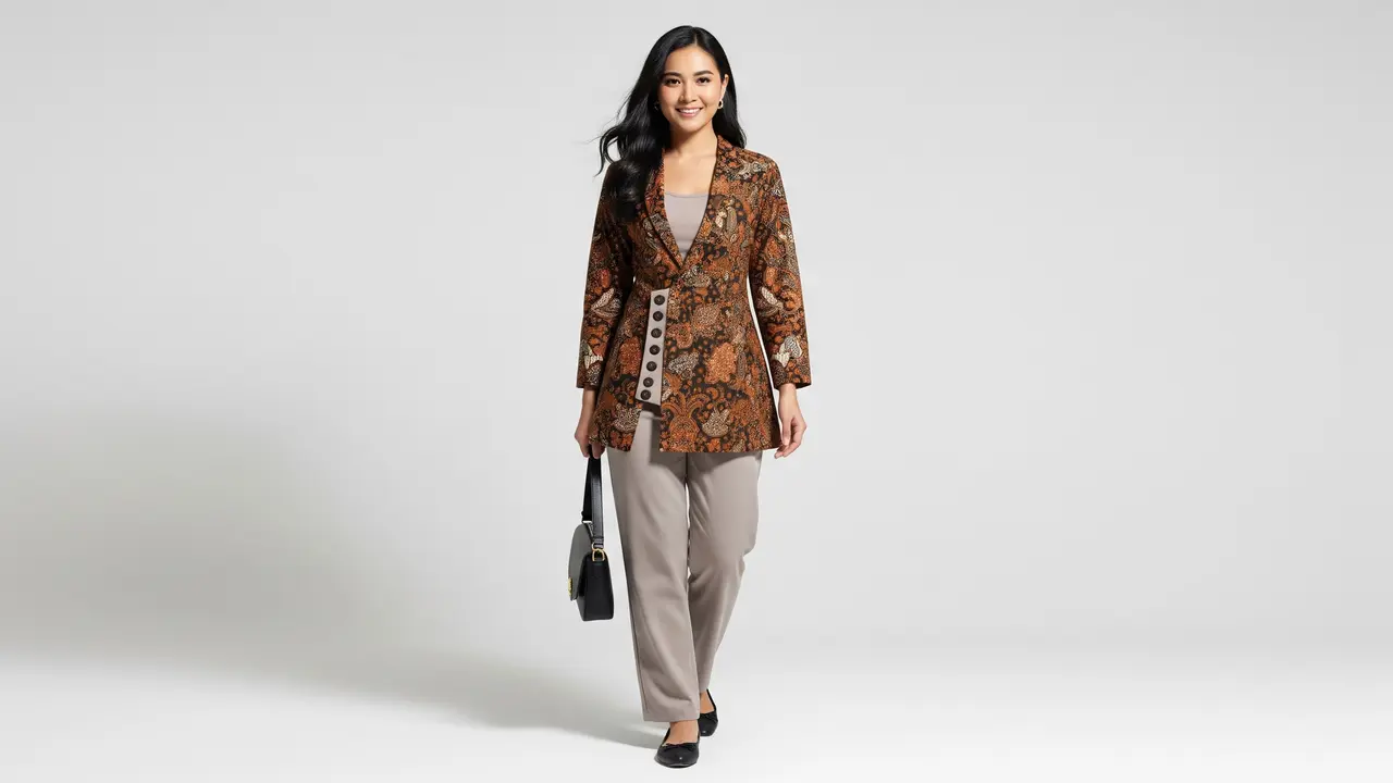 Model Atasan Batik Blazer Kekinian