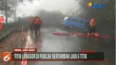 Longsor terparah terjadi di Riung Gunung dan Masjid At-Tawun yang menutup seluruh bagian jalan.