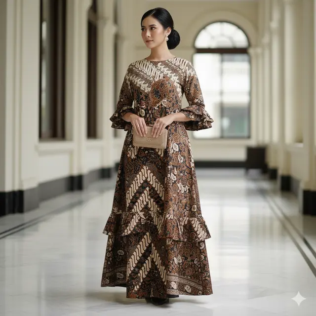 7 Inspirasi Gamis Batik Motif Parang untuk Seragam Organisasi Wanita Resmi, Tampilan Elegan dan Berwibawa