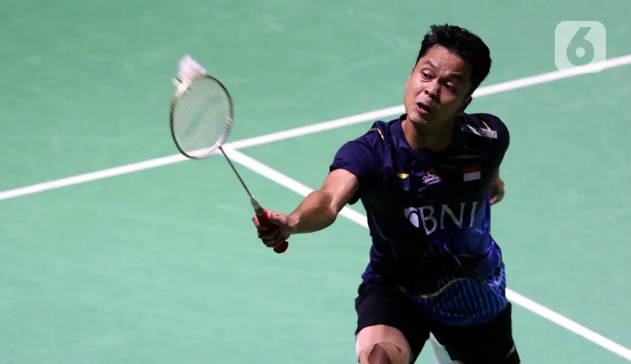 Anthony Ginting menang dalam waktu 63 menit. (Liputan6.com/Helmi Fithriansyah)