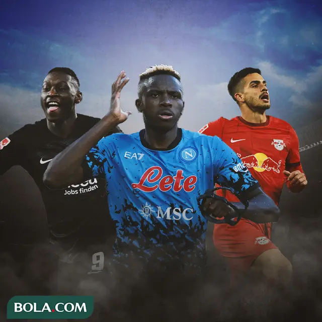 Ilustrasi - Randal Kolo Muani, Victor Osimhen, Andre Silva
