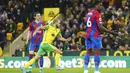 Pemain Norwich City Teemu Pukki (tengah) melakukan selebrasi usai mencetak gol ke gawang Crystal Palace pada pertandingan sepak bola Liga Inggris di Carrow Road, Norwich, Inggris, 9 Februari 2022. Pertandingan berakhir imbang 1-1. (Joe Giddens/PA via AP)