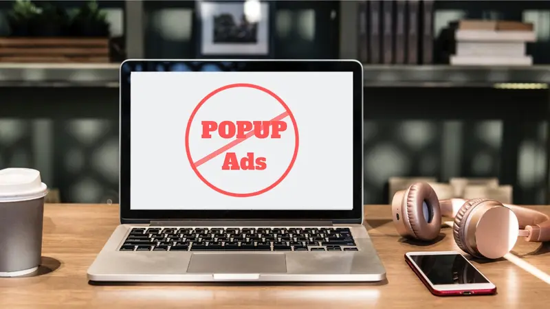 Ilustrasi Pop Up Ads di Browser Laptop