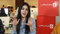 Artis Syahrini saat media visit ke kantor Liputan6.com di Jakarta, Selasa (3/7). (Liputan6.com/Arya Manggala)