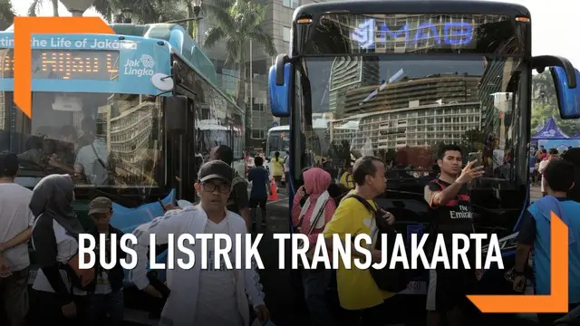 PT Transjakarta secara resmi memperkenalkan bus listrik ke masyarakat DKI di Hari Bebas Kendaraan Bermotor (HBKB) atau Car Free Day (CFD) di sekitaran Bundaran Hotel Indonesia, Jakarta Pusat, Minggu (5/5/2019).