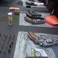 Petugas Kepolisian Resor Karawang, mengamankan 4 orang terduga perakit dan pelaku jual beli senjata api (senpi) tanpa izin. (Liputan6.com/ Abramena)