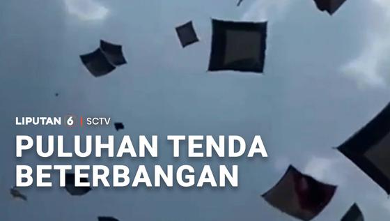 Puluhan Tenda Beterbangan