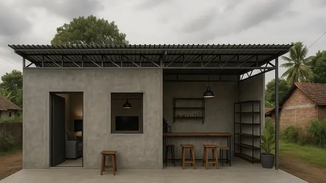 Model Rumah Tembok Minimalis Modern di Desa/ Ilustrasi gambar oleh AI