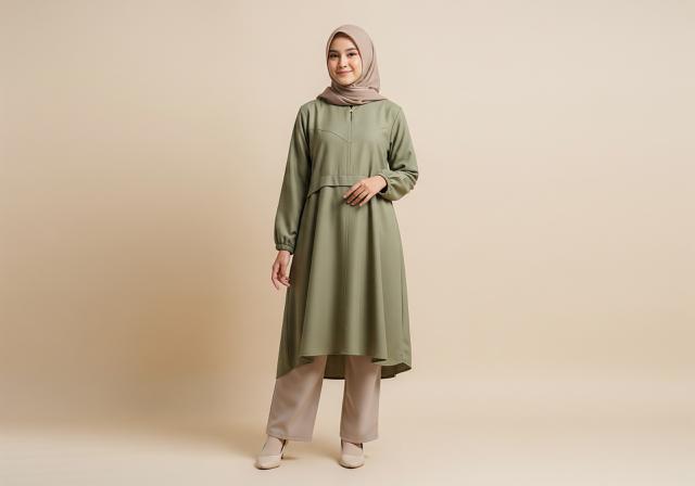 Gamis Tunik Warna Earth Tone/Model Gamis Tunik Ala Gen Z untuk Ramadhan 2026 (Sumber; gemini.com)