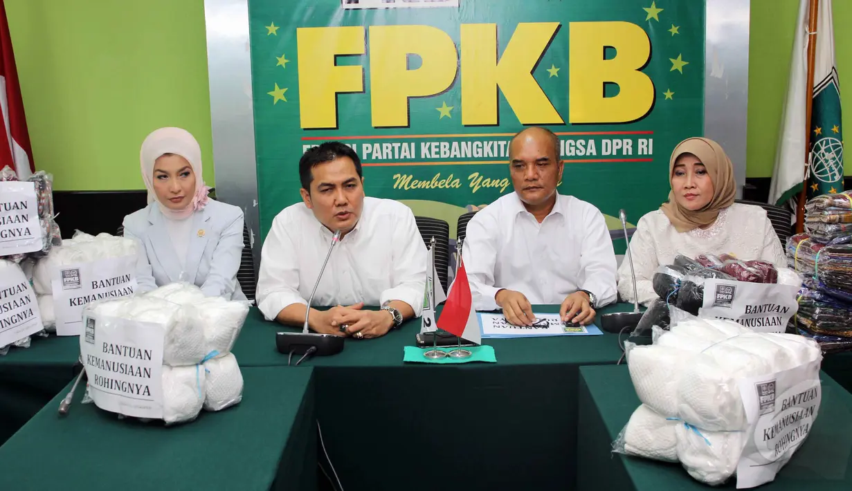 Fraksi Partai Kebangkitan Bangsa (FPKB) DPR RI menggelar konferensi pers terkait pemberian bantuan kepada etnik Rohingya yang terdampar di Aceh, Jakarta, Selasa (26/5/2015). (Liputan6.com/Helmi Afandi) 
