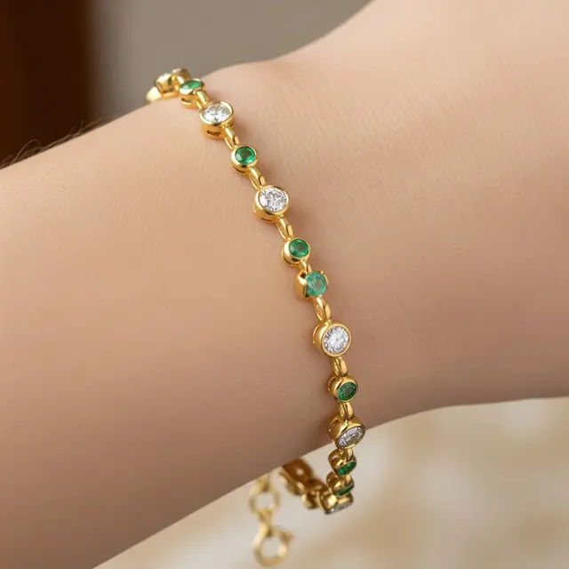 9 Model Gelang Emas Kombinasi Batu Zamrud Favorit Kolektor