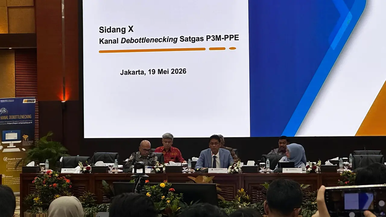 Menteri Keuangan (Menkeu) Purbaya Yudhi Sadewa dalam sidang aduan Debottlenecking, Selasa (19/5/2026). (Gagas/Liputan6.com)