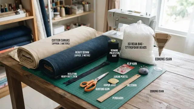 Menyiapkan Bahan dan Alat untuk Membuat Bean Bag