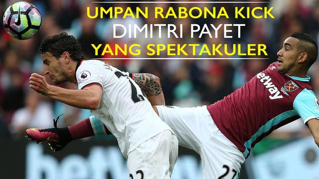 Video aksi Dimitri Payet gelandang West Ham United yang mengumpan dengan cara rabona kick yang spektakuler dan menjadi gol ke gawang Watford