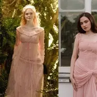 Aktris berusia 25 tahun itu tampil bak Princess Aurora berkat balutan gaun soft pink yang feminin dan anggun. [@syifahadju].