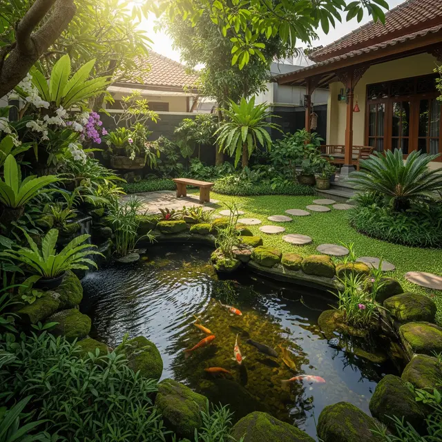 9 Ide Taman Rumah dengan Kolam Ikan untuk Healing, Ciptakan Oasis Relaksasi