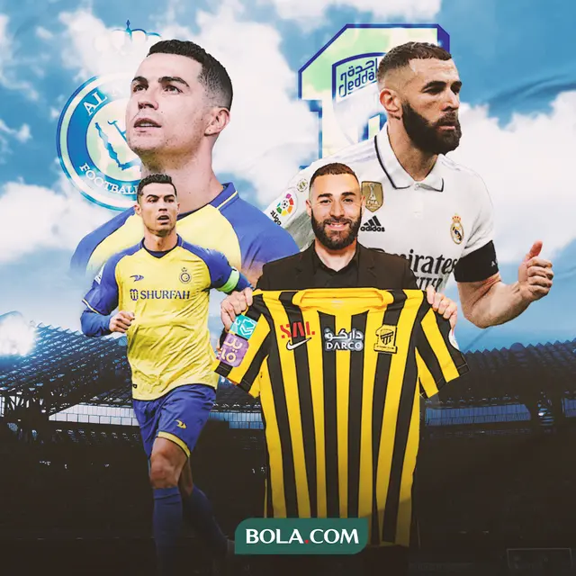 Ilustrasi - Karim Benzema dan Cristiano Ronaldo di Liga Arab