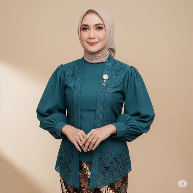 Rekomendasi Model Kebaya Ibu-ibu Hijab Terbaru 2025. Foto: Gemini