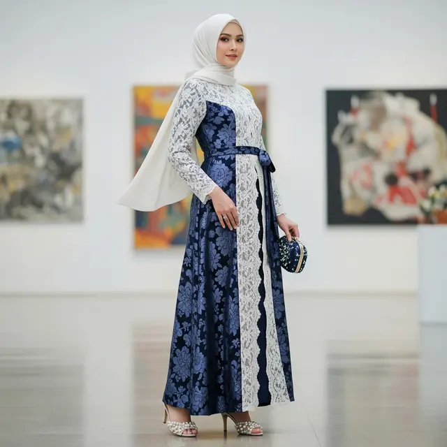 Model Gamis Brokat Busui