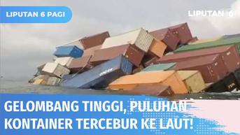 VIDEO: Puluhan Kontainer di Kapal Tongkang Tercebur ke Laut di Perairan Karimun, Kepulauan Riau
