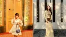 Party look, Fuji dengan mini dress organza dan sling bag. Sementara Aaliyah dengan maxi dress berdetail v-neck dan clutch bag. [@fuji_an/@aaliyah.massaid]