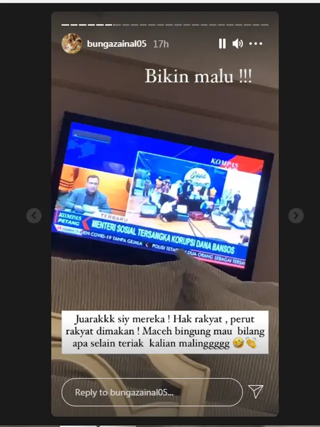 Bunga Zainal Komentari kasus Korupsi yang menjerat Mensos Juliari