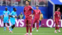 Cristiano Ronaldo dari Portugal bereaksi selama pertandingan Grup K Piala Dunia antara Portugal dan Kongo di Houston, Kamis, 18 Juni 2026. (AP Photo/Ashley Landis)