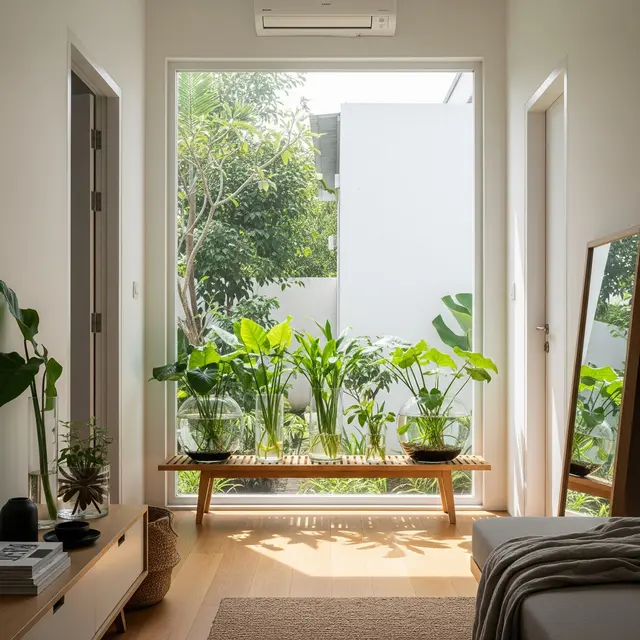 Model Rumah Kecil Tapi Luas dengan Tanaman Daun Air