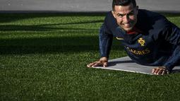 Ronaldo menjadi satu dari lima pemain depan yang dibawa Portugal, selain Diogo Jota, Joao Felix, Rafael Leao, dan Goncalo Ramos.  (PATRICIA DE MELO MOREIRA / AFP)