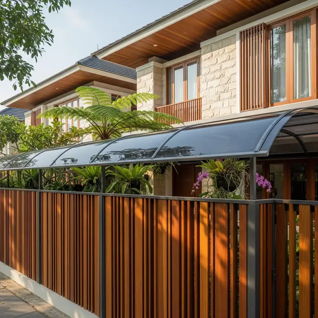 Model Pagar Kayu Kombinasi Polikarbonat