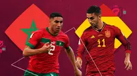 Piala Dunia - Maroko Vs Spanyol - Achraf Hakimi Vs Ferran Torres (Bola.com/Adreanus Titus)