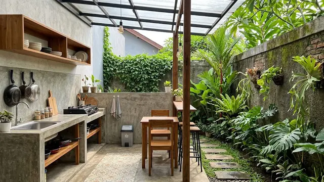 9 Inspirasi Dapur Belakang Rumah yang Menyatu dengan Alam, Nyaman untuk Memasak