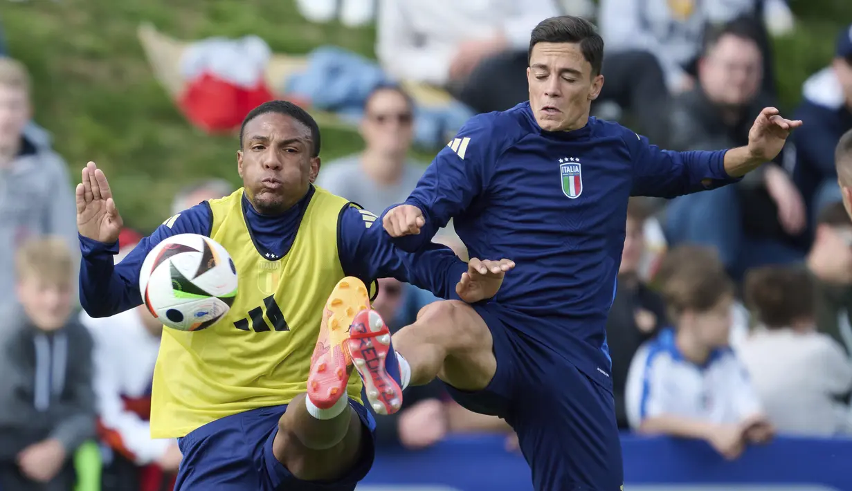 Italia lolos ke Euro 2024 setelah menjadi runner-up Grup C pada babak kualifikasi. (Bernd Thissen/dpa via AP)