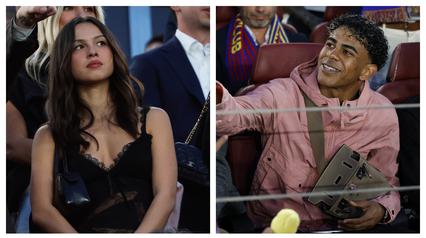 Dunia maya digegerkan dengan pertemuan antara pemain Barcelona, Lamine Yamal dan penyanyi Olivia Rodrigo pada laga bertajuk El Clasico pada Minggu (10/05/2026). (Foto kolase: AFP dan AP Photo)