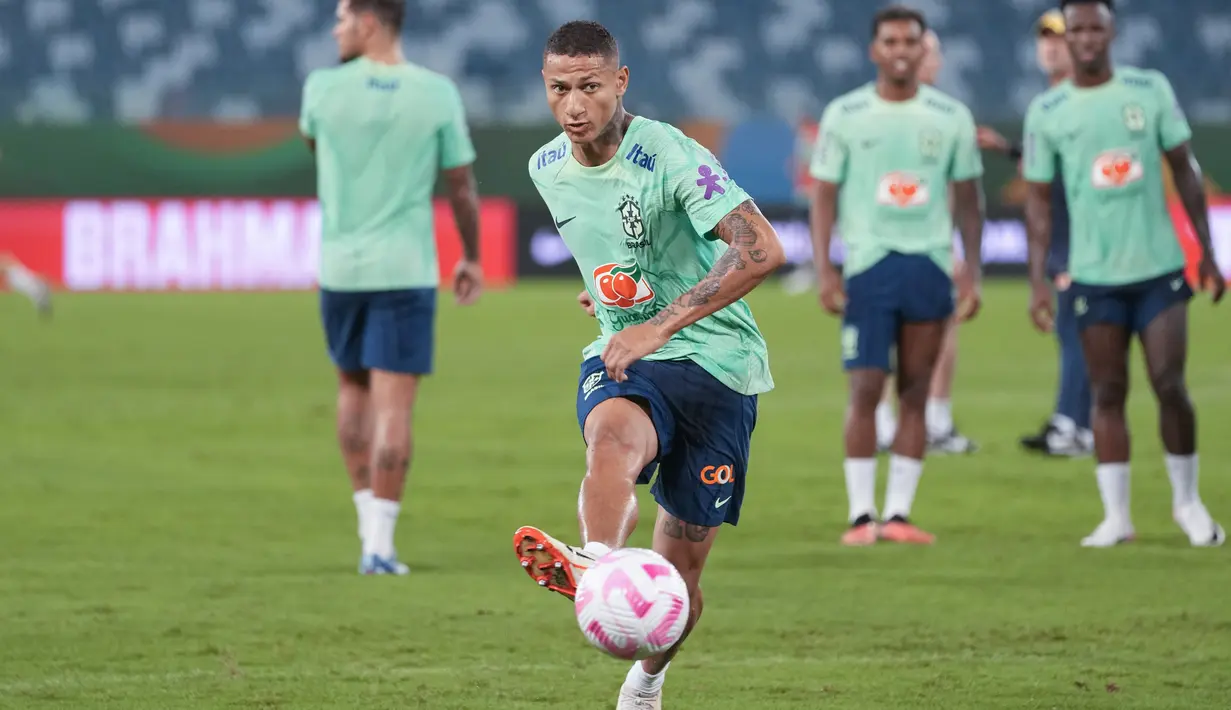 Brasil akan menjamu Venezuela  di Arena Pantanal pada Jumat, 13 Oktober 2023, jam 07:30 WIB. (AP Photo/Andre Penner)