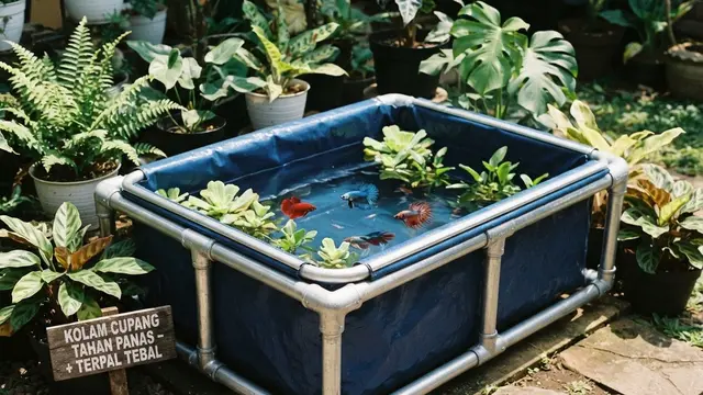 Desain Kolam Cupang Outdoor Tahan Panas