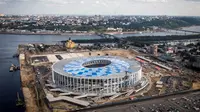 Suasana Stadion Nizhny Novgorod di Nizhny Novgorod, Rusia, Sabtu (26/8/2017). Stadion ini merupakan salah satu venue Piala Dunia 2018. (AFP/Mladen Antonov)
