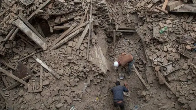 Suasana setelah gempa Nepal