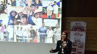 Volika Sinci Sari, mojang asal Sukabumi saat jadi pembicara di GYIS 2025 di Singapura dan Malaysia. (Liputan6.com/Istimewa).