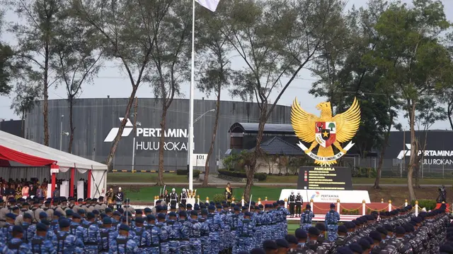 Upacara Peringatan Hari Lahir Pancasila 2024 digelar di Lapangan Garuda PHR Dumai, Bukit Batrem, Kota Dumai, Riau, Sabtu (01/06/2024). (Dok Pertamina Hulu Rokan)