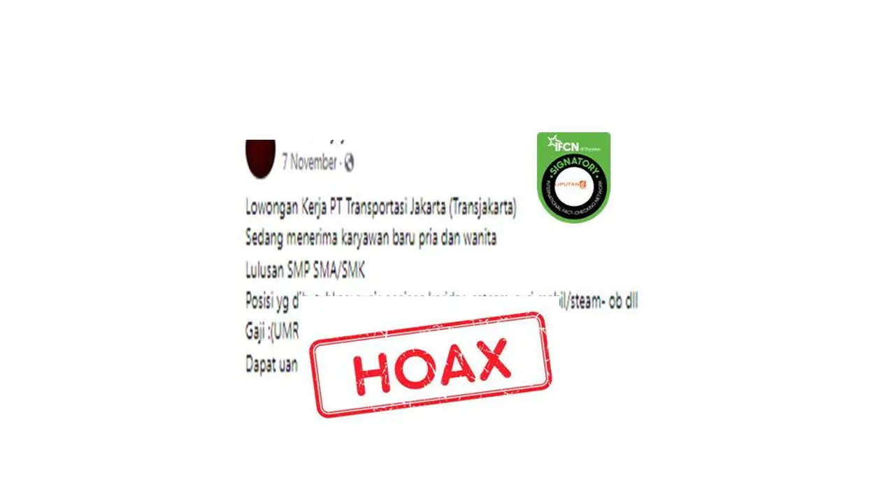 Cek Fakta lowongan PT Transjakarta
