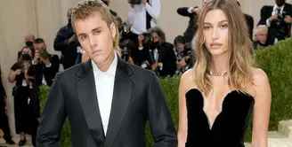 Nuansa gaya serba hitam saat keduanya tampil di Met Gala 2021. Ini adalah penampilan resmi keduanya di momen red carpet, Hailey tampil menawan dalam balutan column dress hitam Saint Laurent.