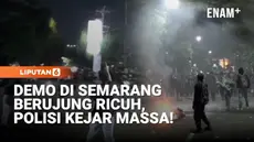 Aksi unjuk rasa ribuan mahasiswa di kawasan Jalan Pahlawan, Kota Semarang, Jawa Tengah, Senin malam, berakhir ricuh setelah sebagian massa tetap bertahan di lokasi usai batas waktu penyampaian pendapat berakhir. Aparat kepolisian akhirnya melakukan p...