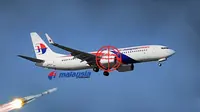 Ilustrasi MH17 terbakar (Liputan6.com/Andri Wiranuari)